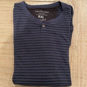 Calvin Klein Men’s XXL blue striped polo shirt